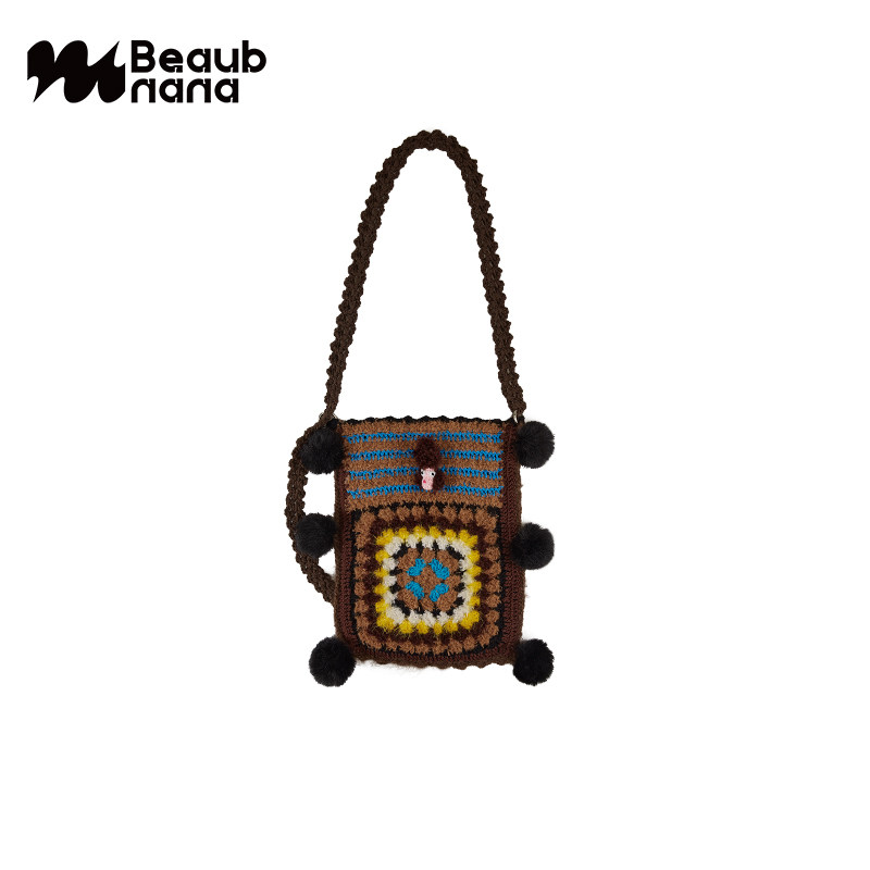 小黄香蕉手钩狗狗包包女款毛线编织大容量斜挎包2025新款小众独特