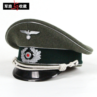 二战德军复刻大檐帽 绿色银边 加厚羊毛呢 帽果防军风格收藏演出
