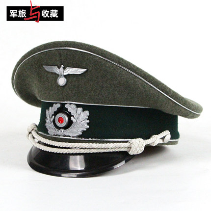 二战德军复刻大檐帽 绿色银边 加厚羊毛呢 帽果防军风格收藏演出
