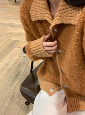 慵懒橘色复古毛衣织外女秋冬2025新款深CAM46650秋初冬搭穿针开套