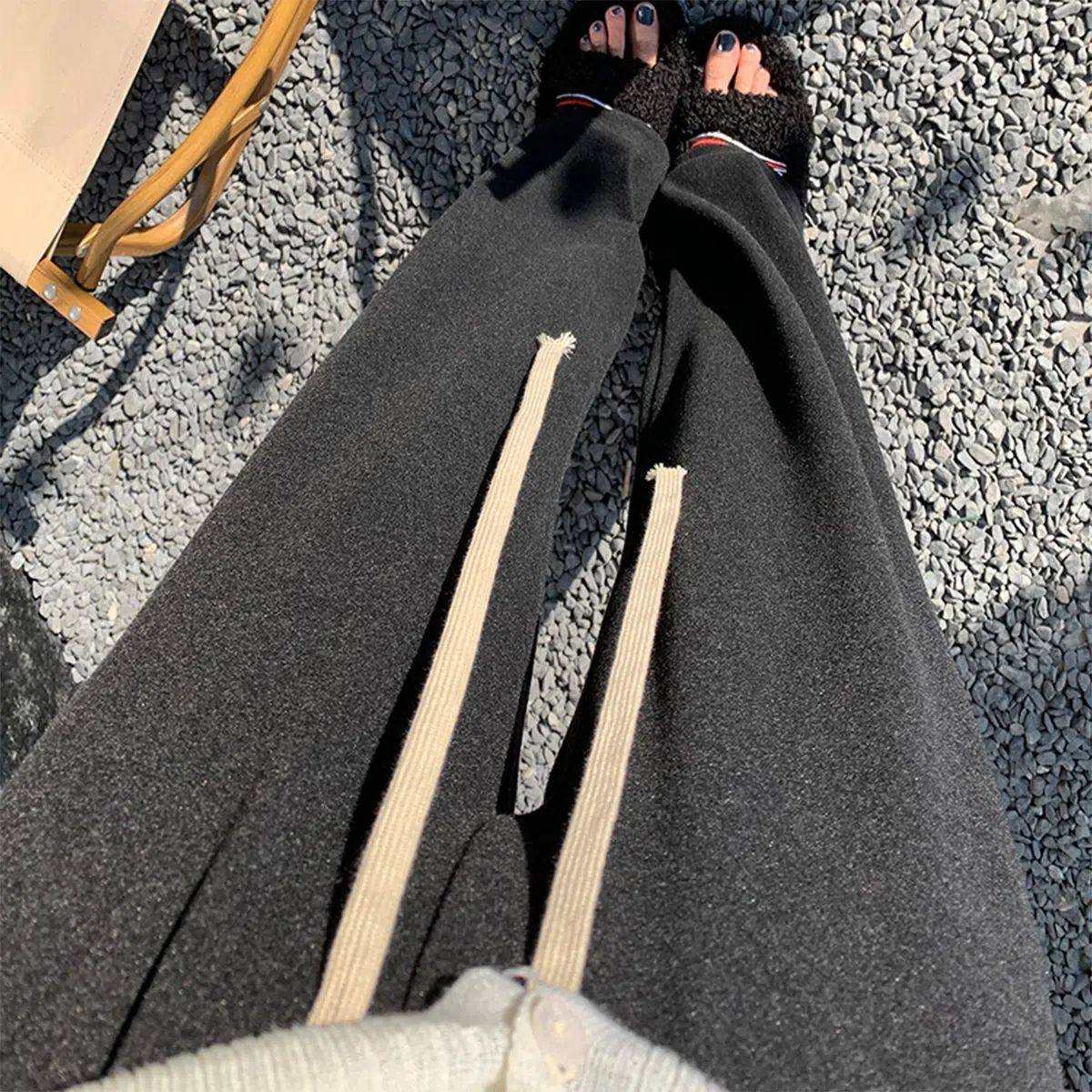 软糯慵懒风阳离子阔腿裤子女秋季新款高腰抽绳休闲垂感针织直筒裤,女装/女士精品,休闲裤,淘宝优惠券,粉丝福利购,淘宝优惠卷