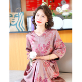 2025新款 杭州大牌温柔风真丝连衣裙女夏季 妈妈遮肚显瘦桑蚕丝裙子