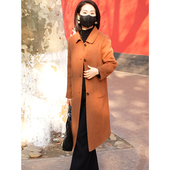 骆驼绒复古毛呢外套羊毛双面呢大衣女韩版 气质中年妈妈2023年秋冬