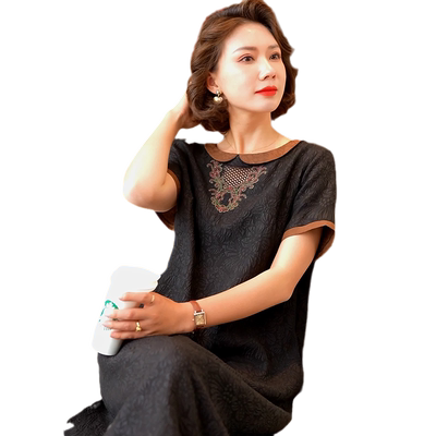 迪芬璐嘉气质复古香云纱连衣裙女