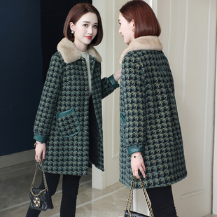 2023冬季 金貂绒仿皮草外套女中老年气质小个子仿水貂毛呢大衣 新款