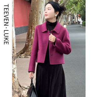 2025新款高端双面呢大衣女小个子小香风秋冬季韩版小西服羊毛外套