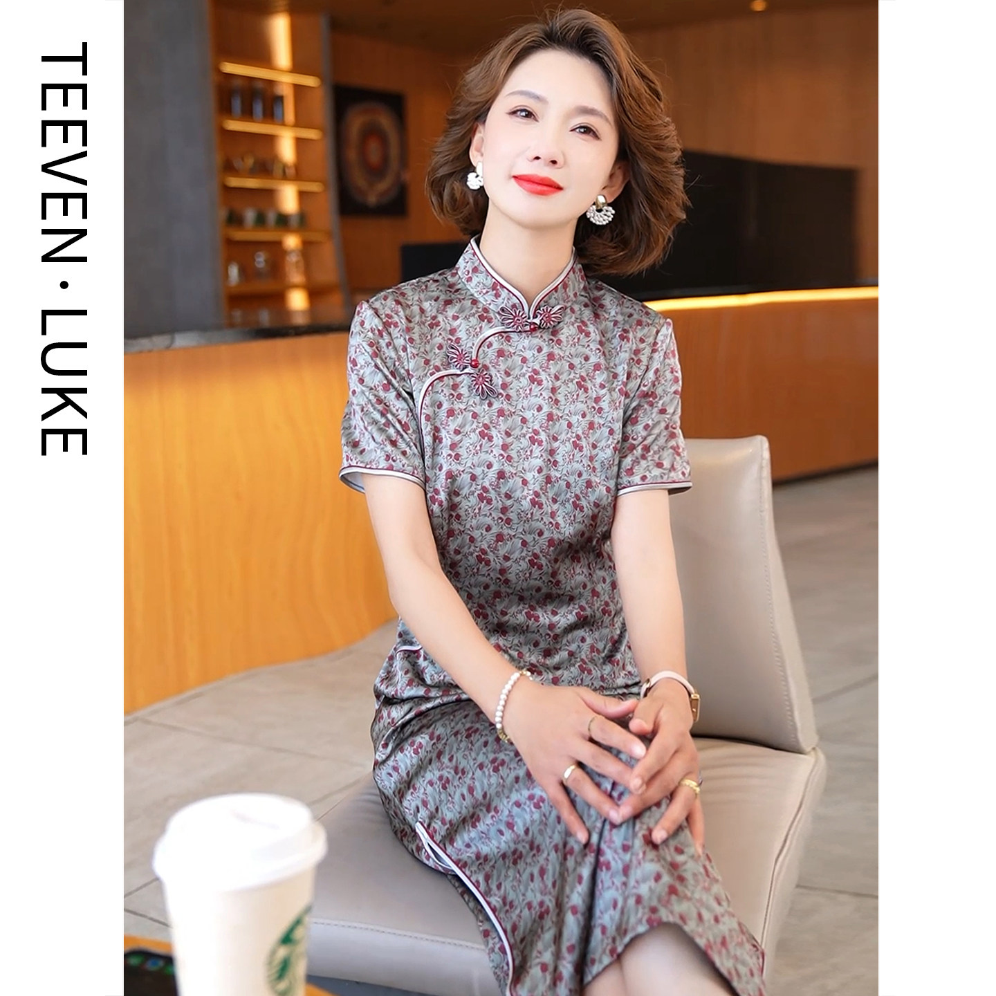正宗杭州丝绸高端真丝连衣裙2026夏季新款气质中年妈妈桑蚕丝旗袍
