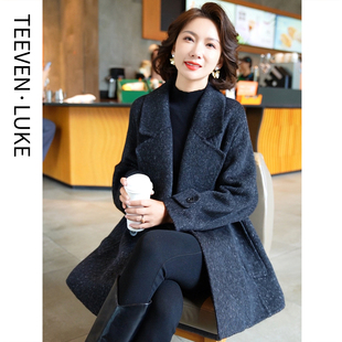 2025年秋冬季新款羊毛双面呢大衣女装短款小个子西装毛呢外套韩版