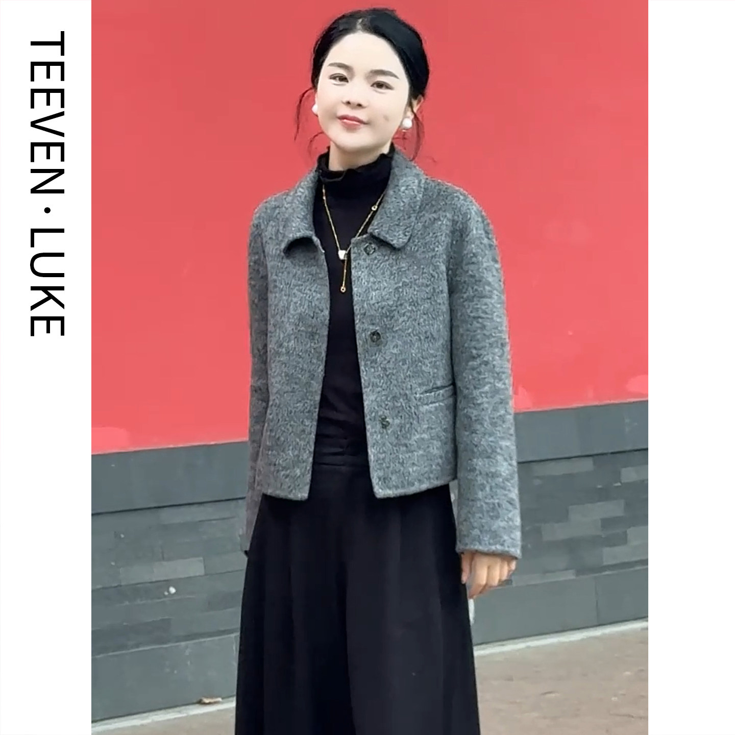 双面呢羊毛大衣女2025秋冬新款小个子羊毛短款毛呢外套女中年妈妈