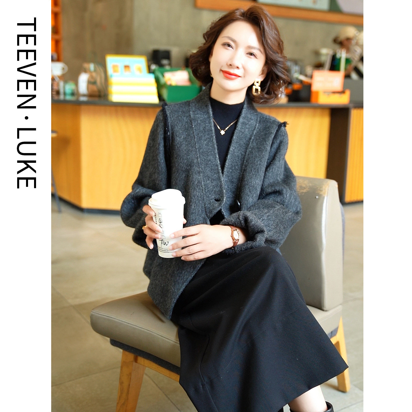 2025秋冬新款小个子百搭双面羊毛大衣女韩系简约时尚短款毛呢外套,女装/女士精品,毛呢外套,淘宝优惠券,粉丝福利购,淘宝优惠卷