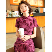 2025夏季 中年妈妈高端改良旗袍中国风显瘦优雅气质大牌连衣裙 新款