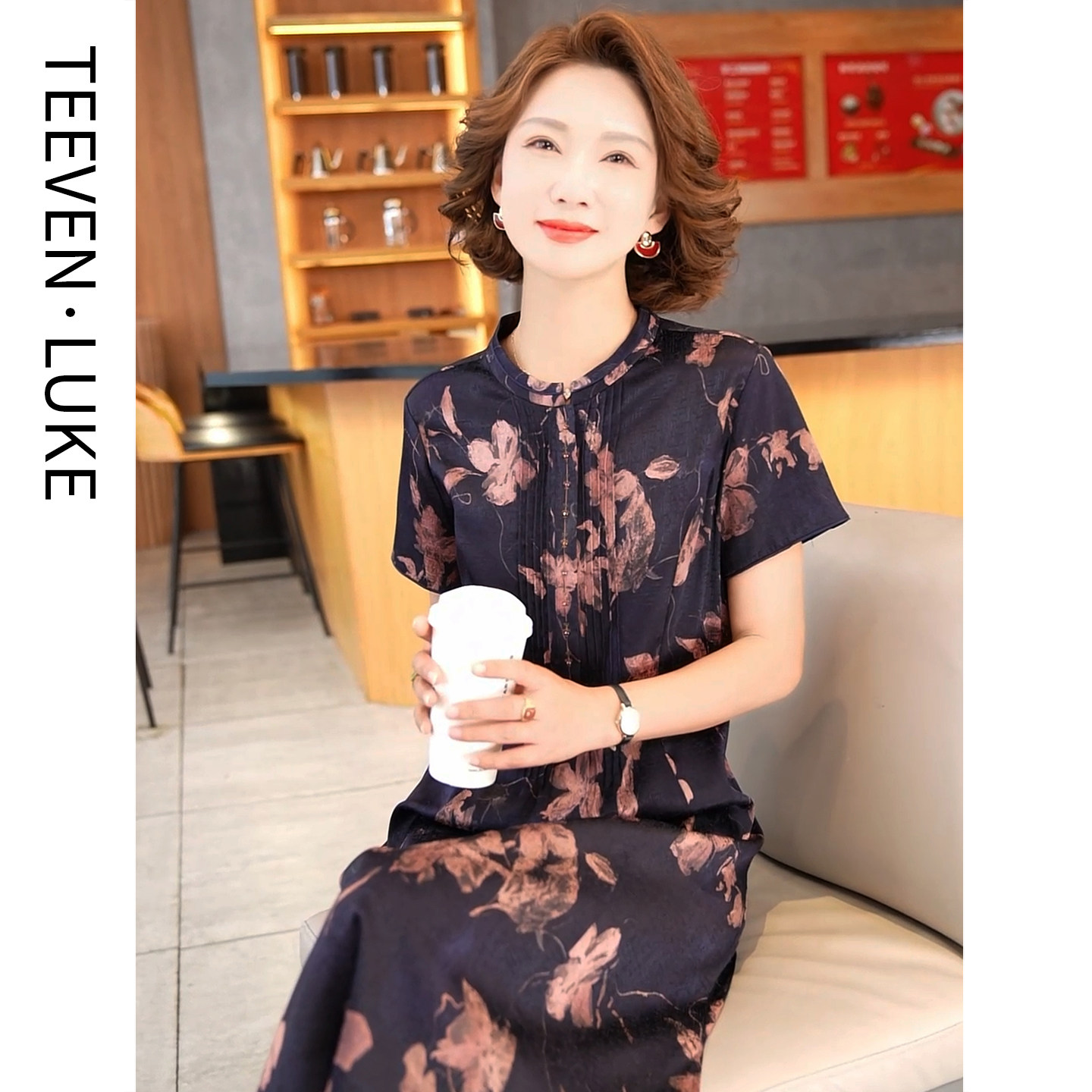 2026年大牌杭州新款改良旗袍气质优雅真丝连衣裙女夏季桑蚕丝裙子