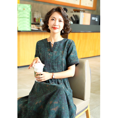 迪芬璐嘉气质复古香云纱连衣裙