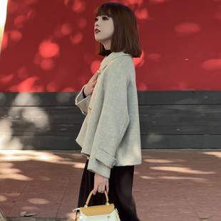2025秋冬新款双面羊毛大衣女短款小个子羊毛呢桑蚕丝外套韩版休闲