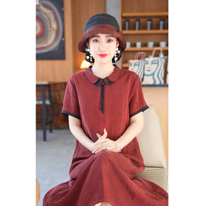 杭州大牌真丝连衣裙女夏季2024新款香云纱气质妈妈桑蚕丝裙子显瘦
