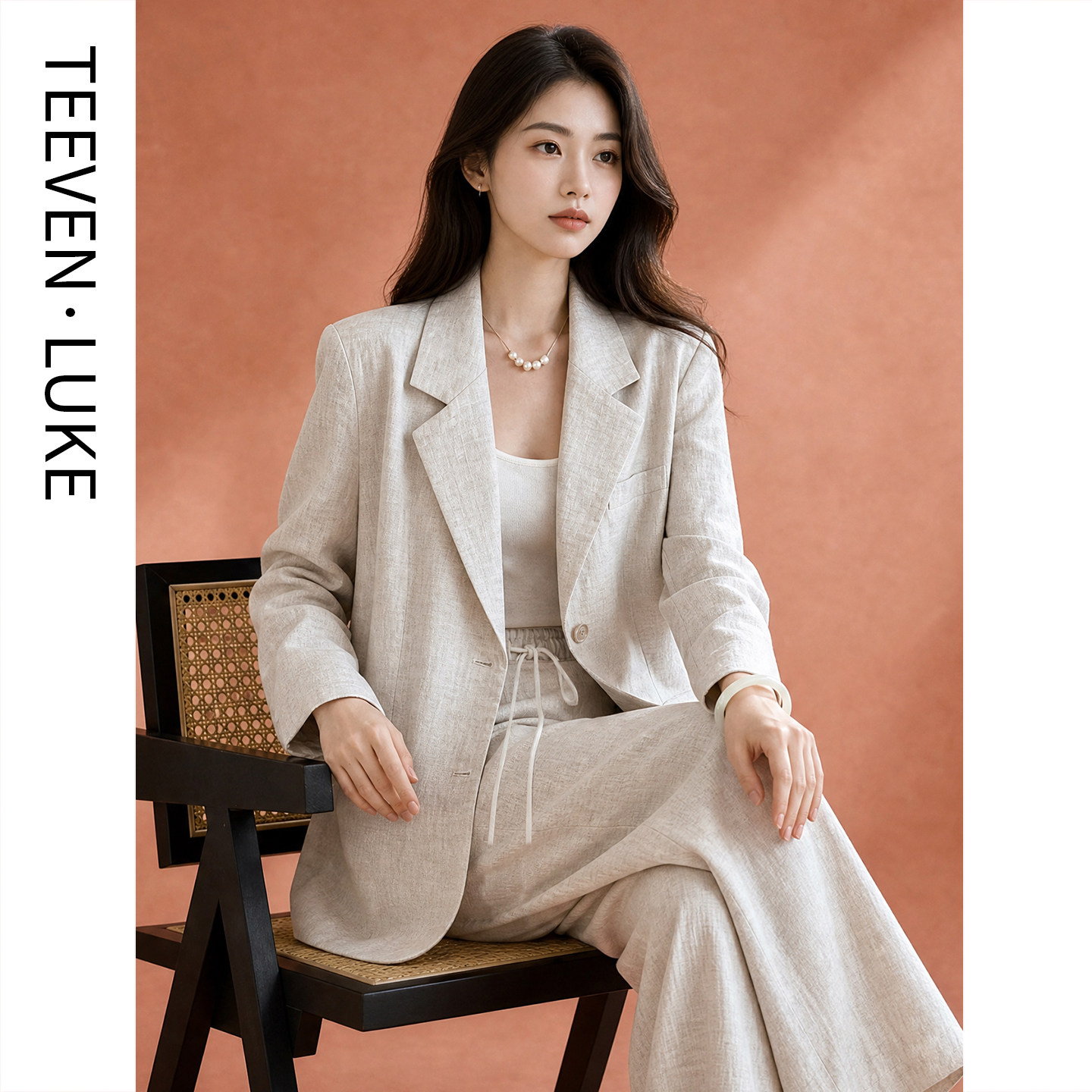 迪芬璐嘉亚麻西装套装女