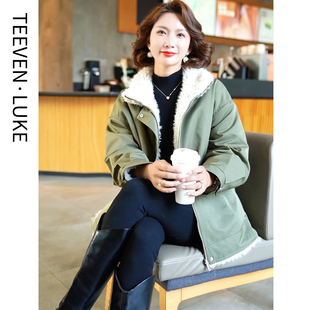 小个子仿皮草外套双面穿大衣中老年妈妈 派克服女韩版 2025新款 冬季