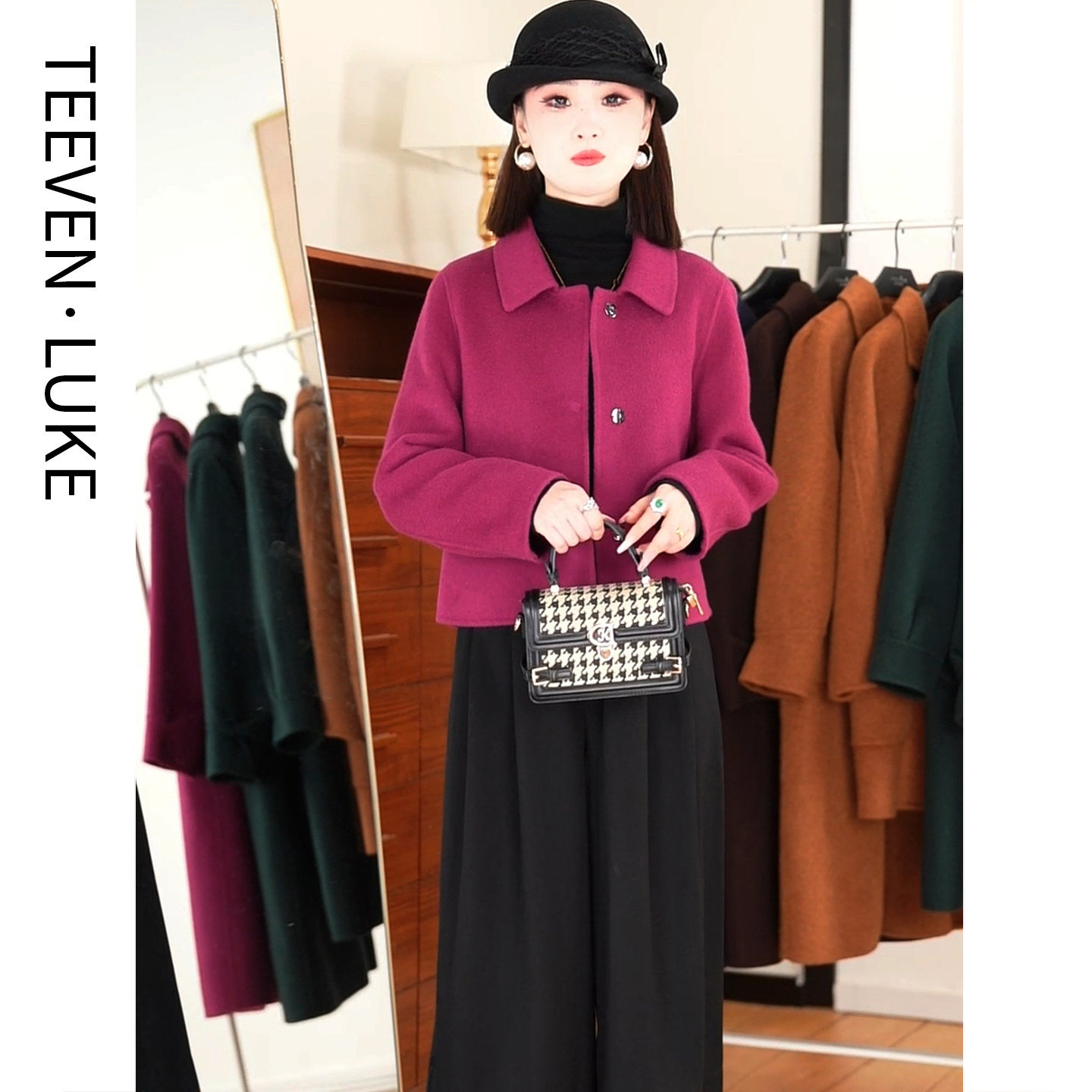 2025秋冬新款双面呢大衣女显瘦韩版外套妈妈短款羊毛呢气质小个子,女装/女士精品,毛呢外套,淘宝优惠券,粉丝福利购,淘宝优惠卷