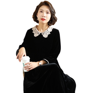 2026年春季新款真丝丝绒连衣裙洋气妈妈桑蚕丝优雅裙子女高端显瘦