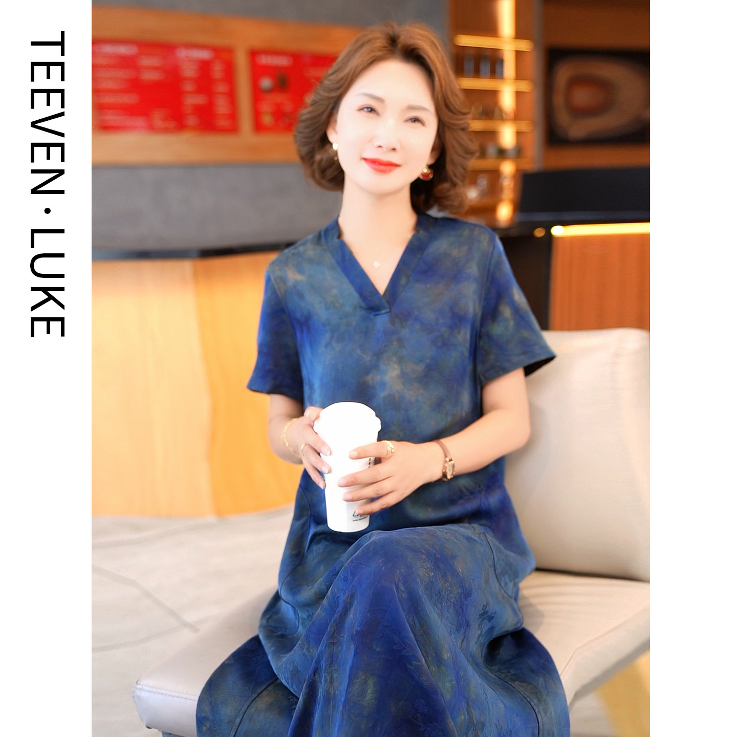 迪芬璐嘉真丝香云纱连衣裙