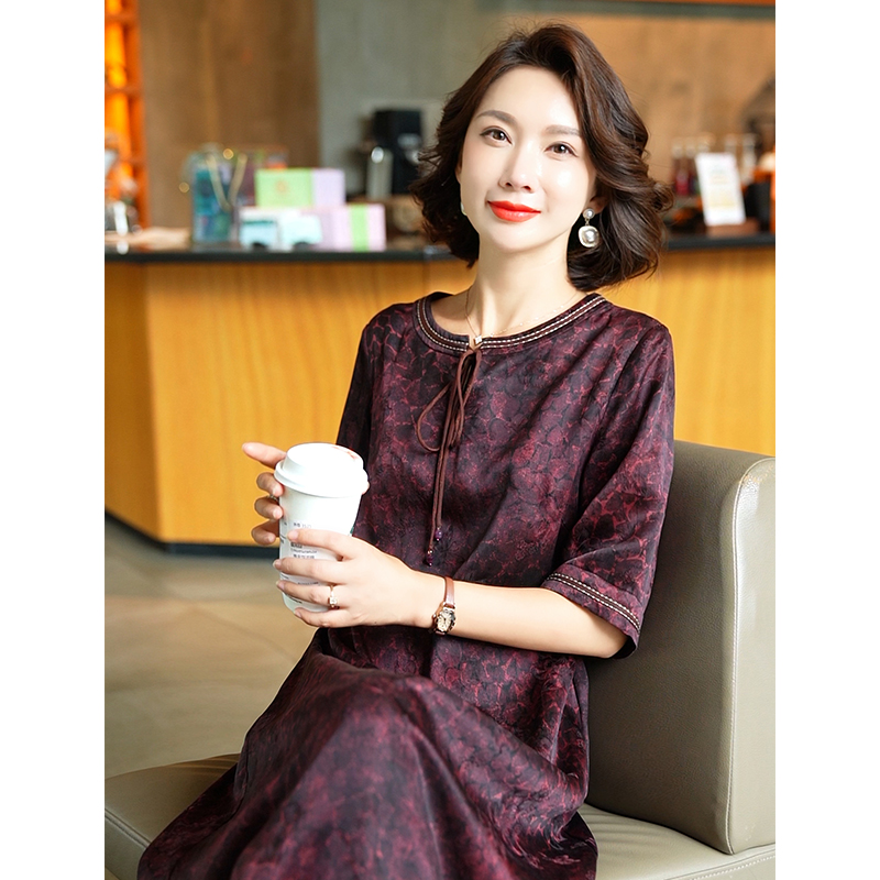 正宗香云纱花萝桑蚕丝连衣裙女2025年夏季新款杭州丝绸真丝裙子女