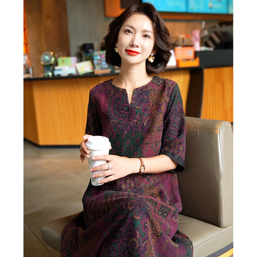 真丝香云纱连衣裙女气质优雅