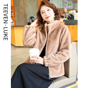 2025秋冬新款金貂绒仿皮草外套女韩版时尚小个子仿水貂毛大衣中年