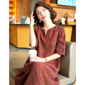 正宗香云纱桑蚕丝连衣裙女2025年夏季 杭州丝绸真丝妈妈裙子女 新款