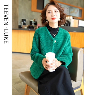 海宁新款皮草外套时尚妈妈小个子2025冬羊剪绒韩版宽松羊毛大衣女