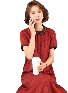迪芬璐嘉气质复古香云纱连衣裙女