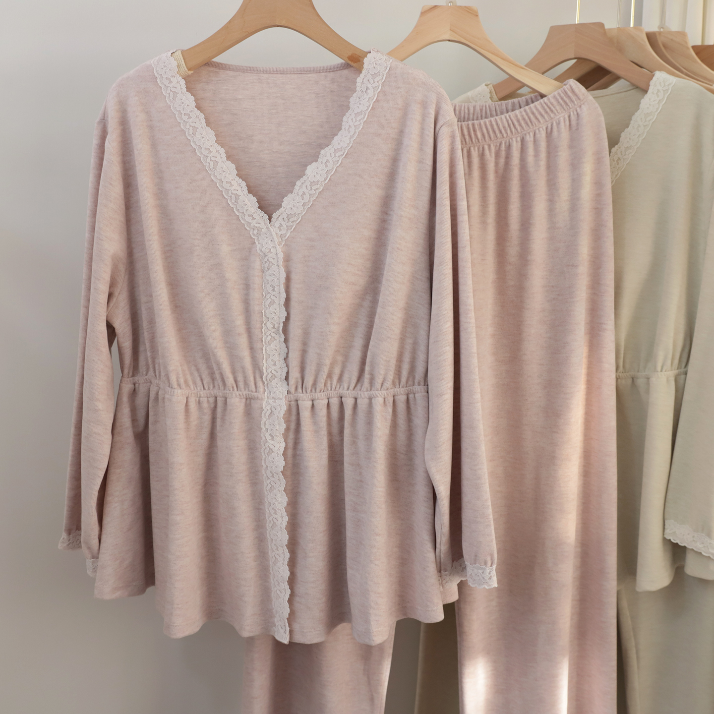 秋冬羊绒磨毛家居服套装保暖外穿