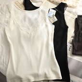 法式 性感蕾丝背心绵羊毛薄棉质贴身舒适轻保暖打底内搭女上衣大码