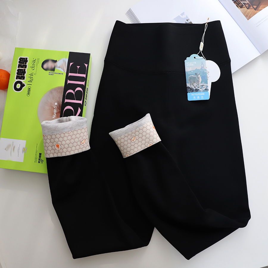春秋冬芭比裤羊绒蚕丝高腰收腹提臀薄绒保暖打底女紧身鲨鱼裤外穿