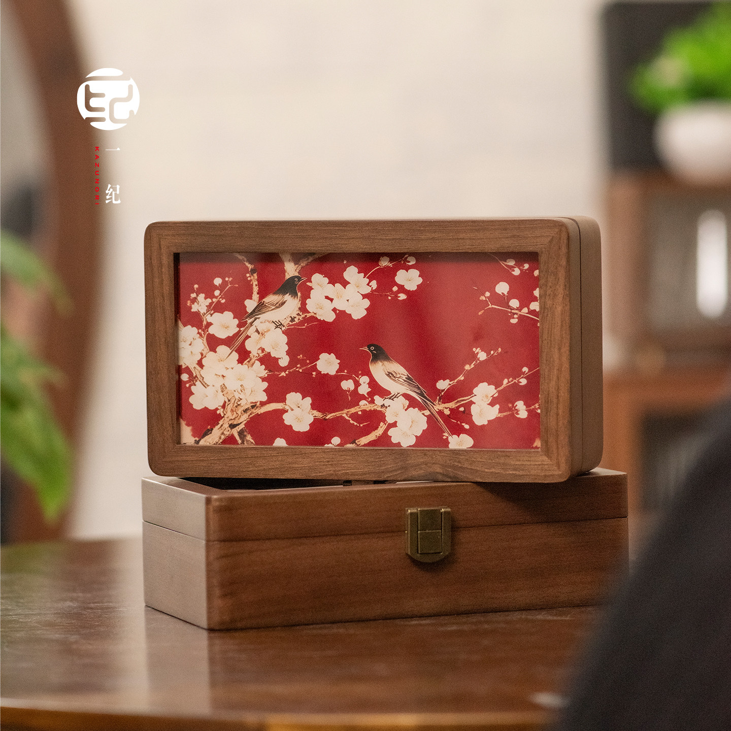 一纪红色首饰盒喜上眉梢首饰收纳盒实木带锁礼盒中式喜庆送礼物,收纳整理,首饰盒,淘宝优惠券,粉丝福利购,淘宝优惠卷