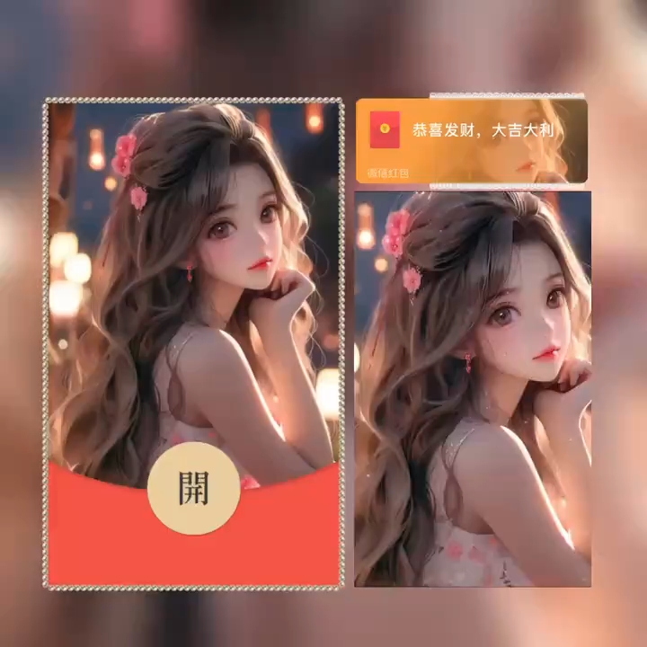 倾城国色粉黛美人佳人微信红包封面VX新款动态序列号皮肤