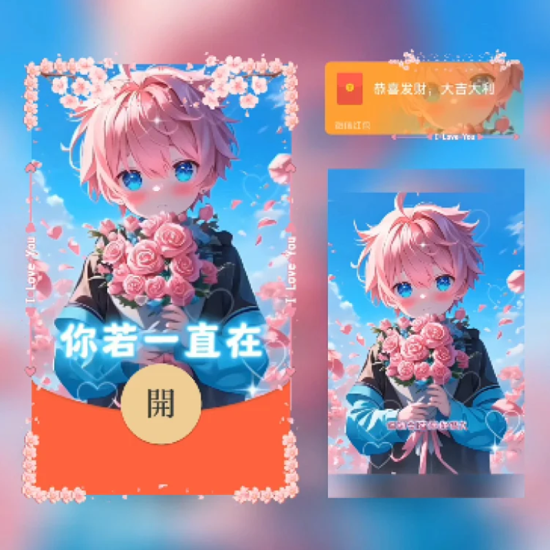 你若一直在情侣微信红包封面新款异形VX红包封面高端动态音乐