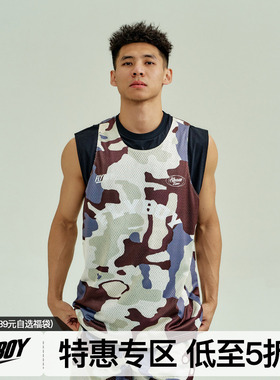 FLYBOY 25春夏 迷彩数码印双面穿背心网眼透气吸汗速干坎肩男