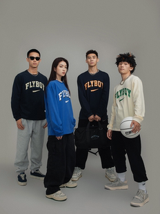 FLYBOY运动潮流街头篮球潮牌宽松美式 基础长袖 t恤卫衣秋季