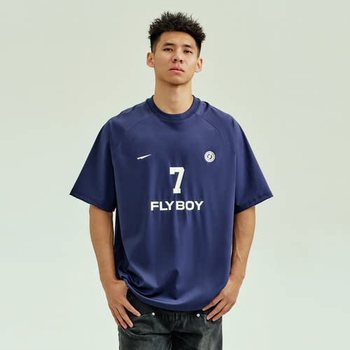 FLYBOY 美式7号印花短袖T恤弹力柔顺骑行跑步户外球衣