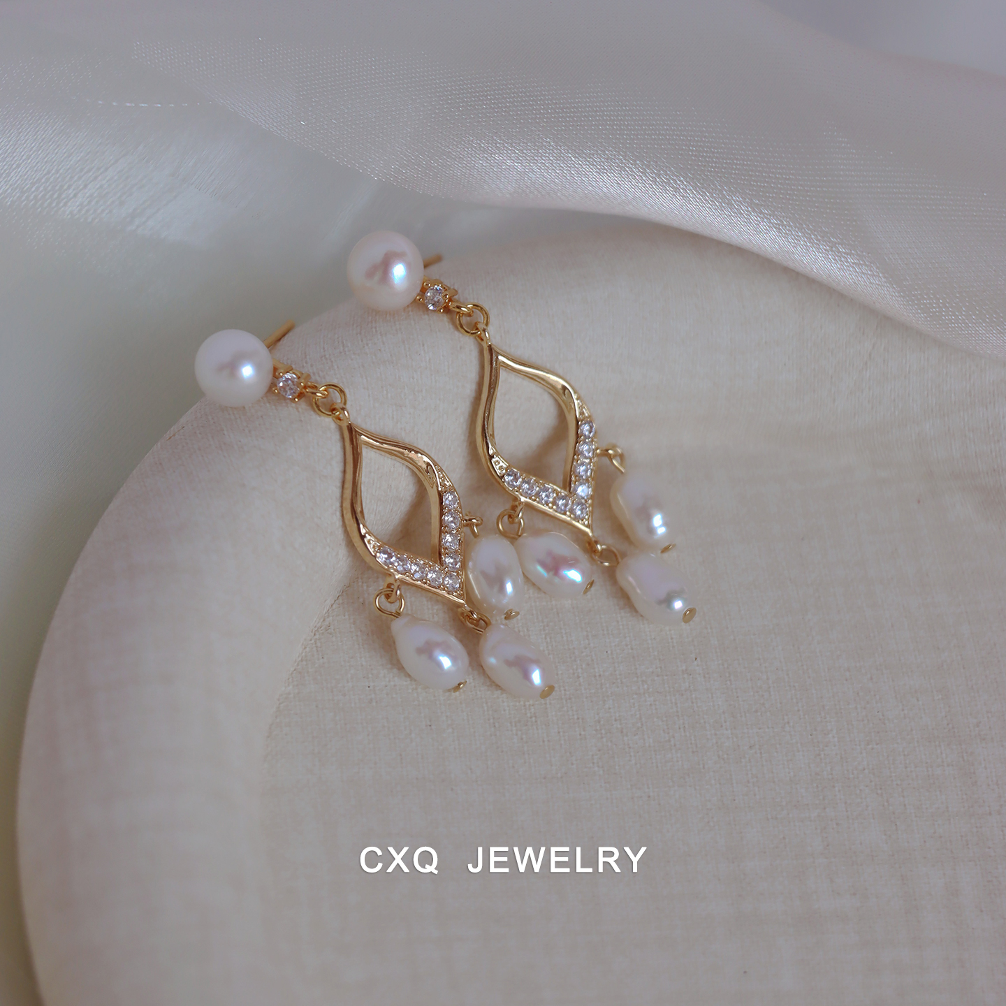 复古流苏强光巴洛克珍珠耳饰高级感 巨好看耳环气质耳夹女无耳洞