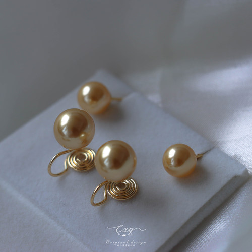 秋冬复古高级感金珠耳夹