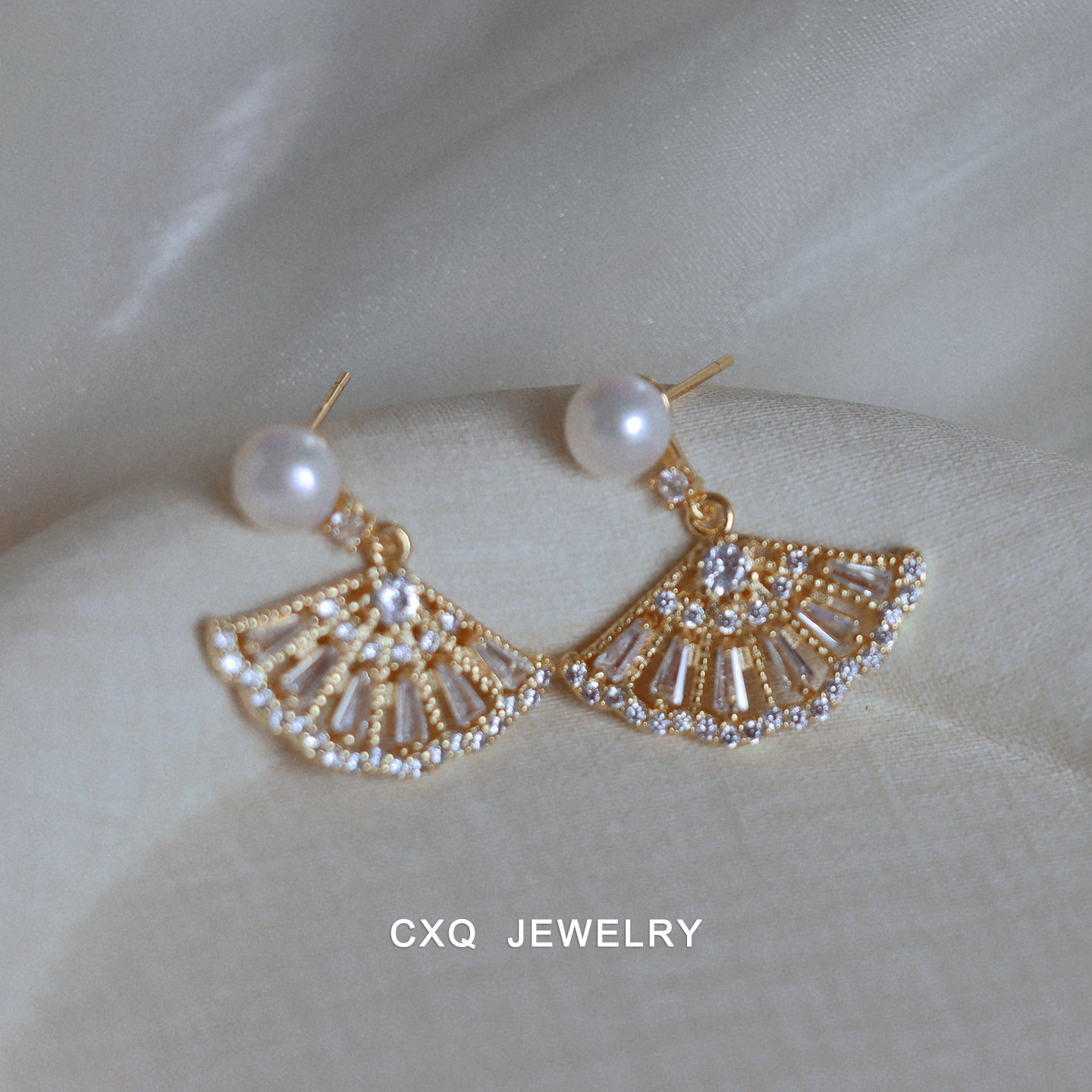 复古新中式扇形耳环女士气质 天然珍珠耳饰方圆脸耳夹女无耳洞,饰品/流行首饰/时尚饰品新,耳环,淘宝优惠券,粉丝福利购,淘宝优惠卷