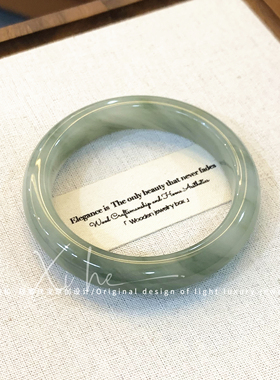 【翡翠平替】天然飘花油青玉镯