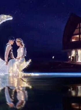 欧式风月亮婚庆道具舞台雕塑摆件