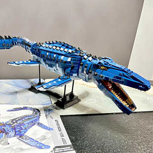 侏罗纪恐龙积木沧龙模型史前鲨鱼拼装 玩具霸王龙儿童益智男孩礼物