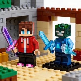 玩具高还原耐玩 备儿童拼装 小人仔积木我 世界手办下界合金盔甲装