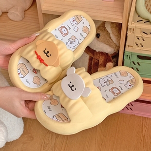 2025高中学生大学生可爱少女风软底 外穿夏款 线条小狗拖鞋 女童拖鞋