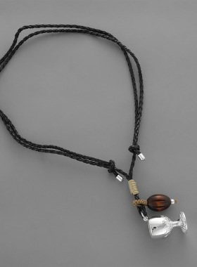 26年原创拾光杯系列项链 小众感简约可抽拉长款酒杯木珠项链