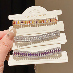 18k真金电镀轻奢风多排锆石几何抽拉式 简约精致手饰 手链时尚