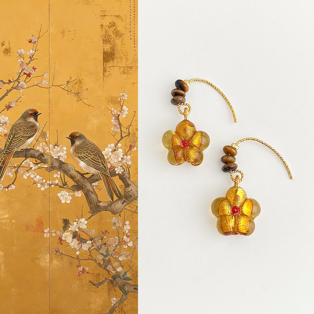 国风手作新中式天然虎眼石琉璃花朵串珠耳环文艺复古美拉德风耳饰,饰品/流行首饰/时尚饰品新,耳环,淘宝优惠券,粉丝福利购,淘宝优惠卷